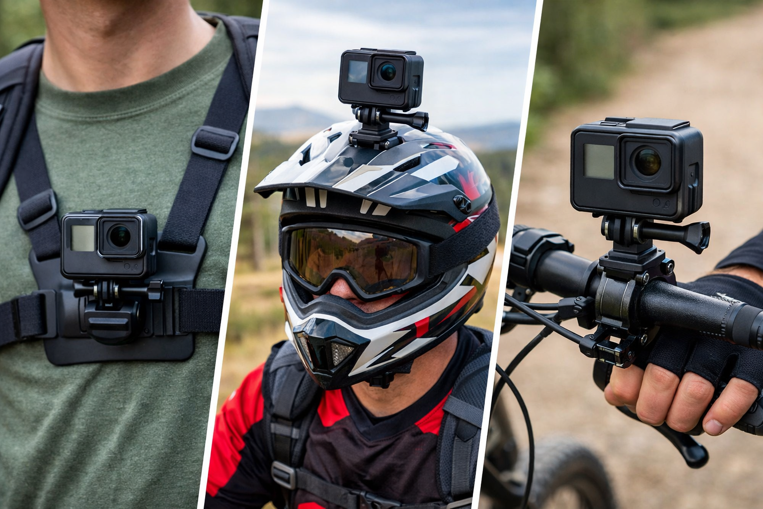 chest helmet and handlebar camera mounts compared outdoors