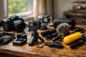 essential action camera accessories ready for outdoor filming