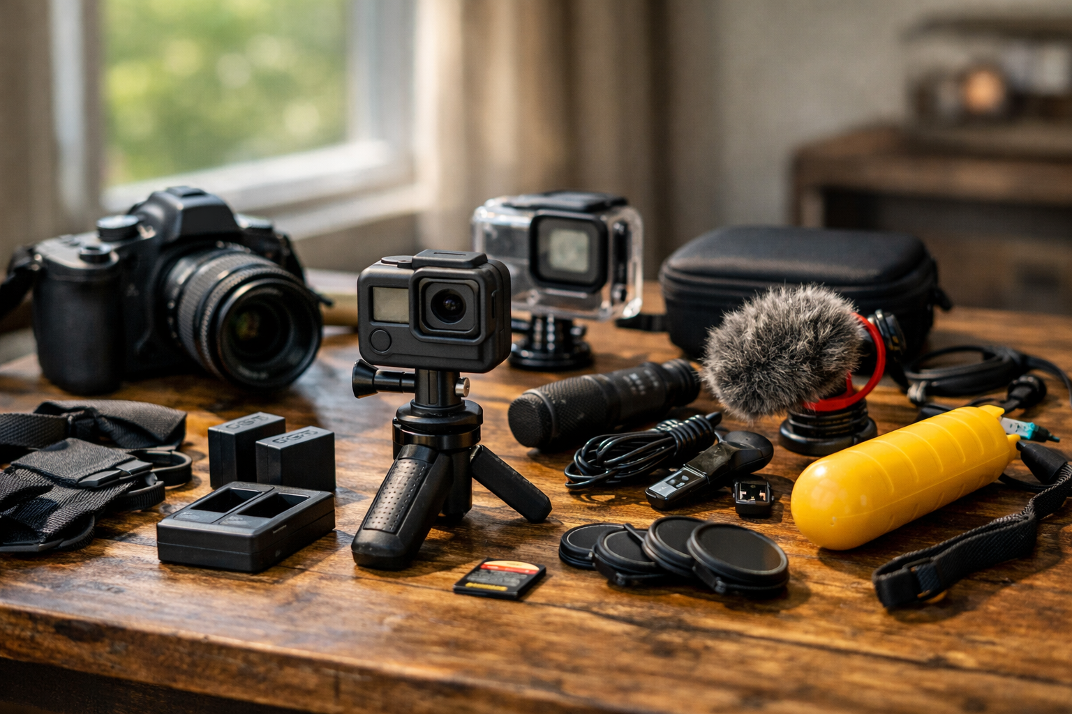 essential action camera accessories ready for outdoor filming