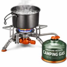 Portable camping stove in action